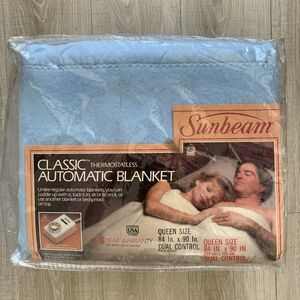 Sunbeam Classic Automatic Blanket Electric Heated Queen Size Vintage 1990 New